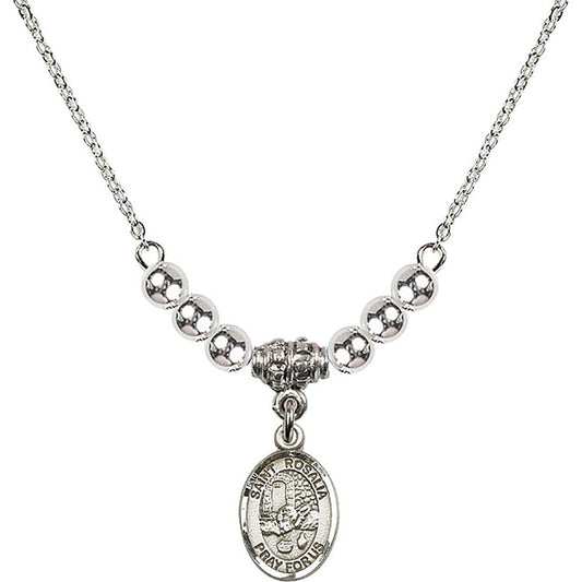 Sterling Silver Saint Rosalia Birthstone Necklace with Sterling Silver Beads - 9309