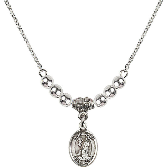 Sterling Silver Saint Roch Birthstone Necklace with Sterling Silver Beads - 9310