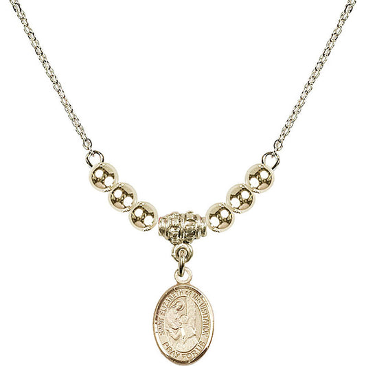 14kt Gold Filled Saint Elizabeth of the Visitation Birthstone Necklace with Gold Filled Beads - 9311