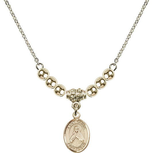 14kt Gold Filled Saint Olivia Birthstone Necklace with Gold Filled Beads - 9312