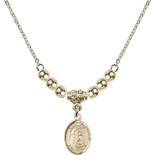 14kt Gold Filled Saint Zoe of Rome Birthstone Necklace with Gold Filled Beads - 9314