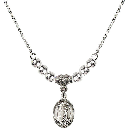 Sterling Silver Saint Zoe of Rome Birthstone Necklace with Sterling Silver Beads - 9314