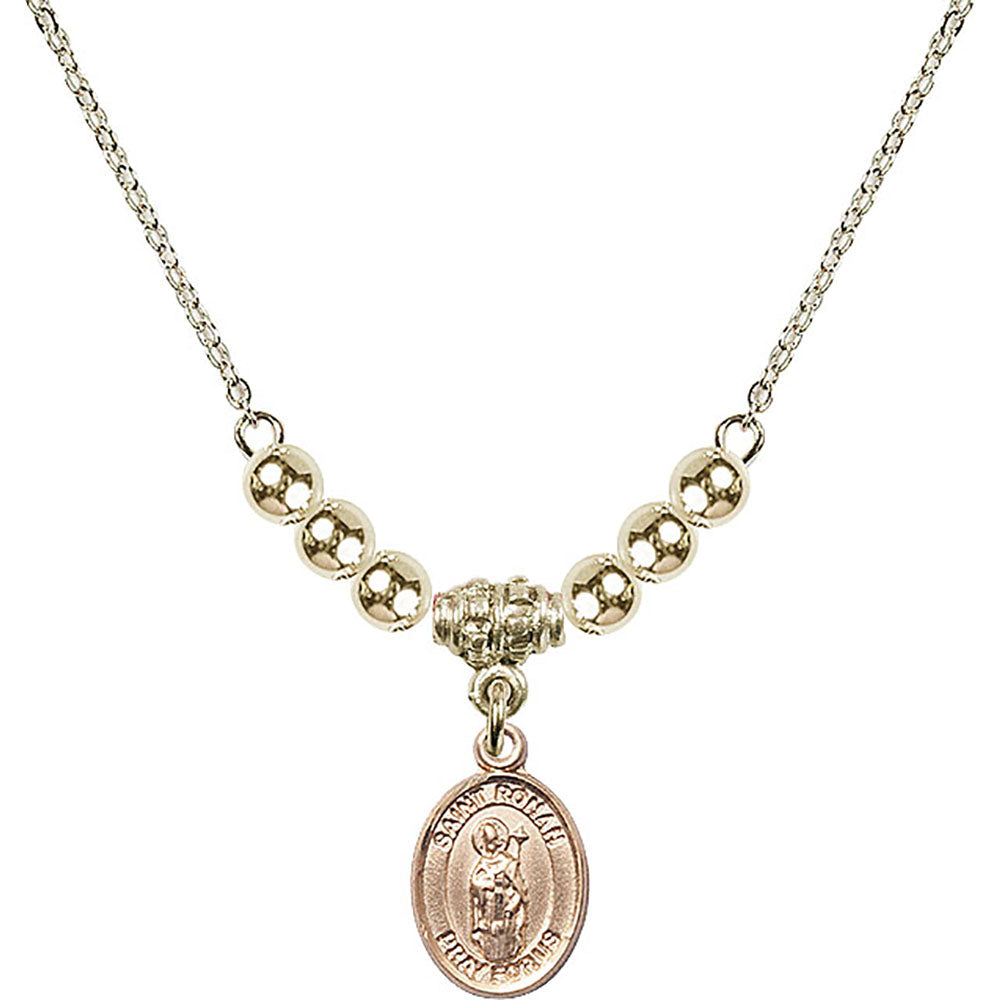 14kt Gold Filled Saint Ronan Birthstone Necklace with Gold Filled Beads - 9315