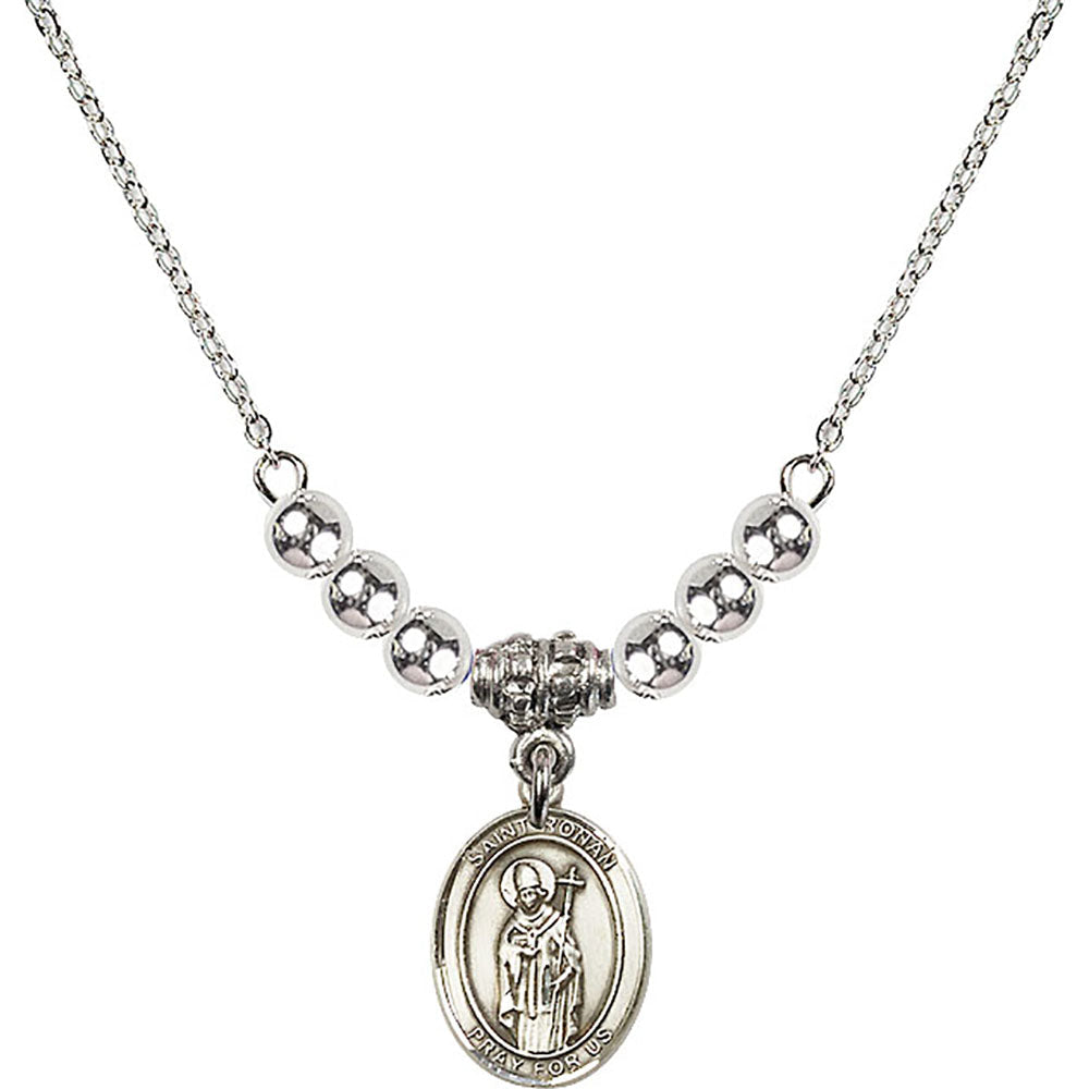 Sterling Silver Saint Ronan Birthstone Necklace with Sterling Silver Beads - 9315