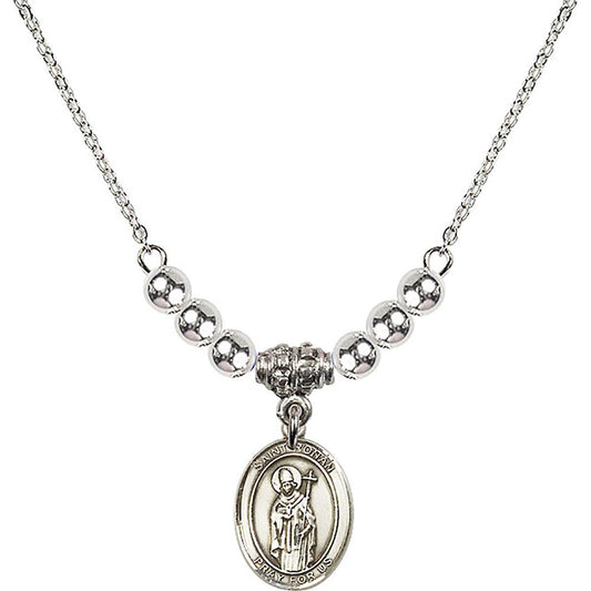 Sterling Silver Saint Ronan Birthstone Necklace with Sterling Silver Beads - 9315