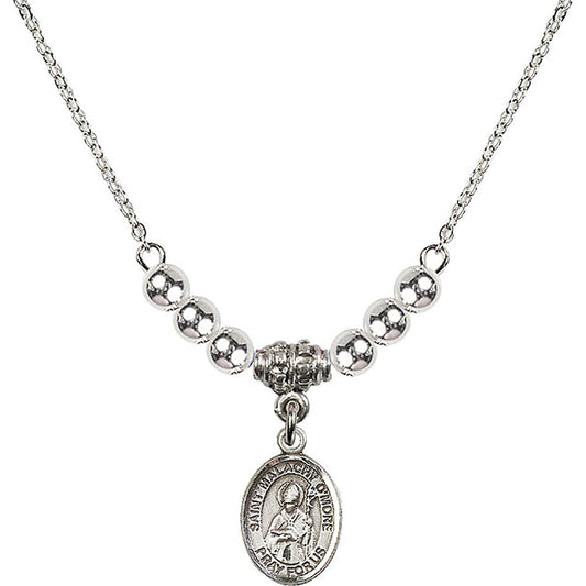 Sterling Silver Saint Malachy O'More Birthstone Necklace with Sterling Silver Beads - 9316