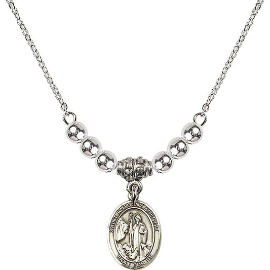 Sterling Silver Saint Anthony of Egypt Birthstone Necklace with Sterling Silver Beads - 9317