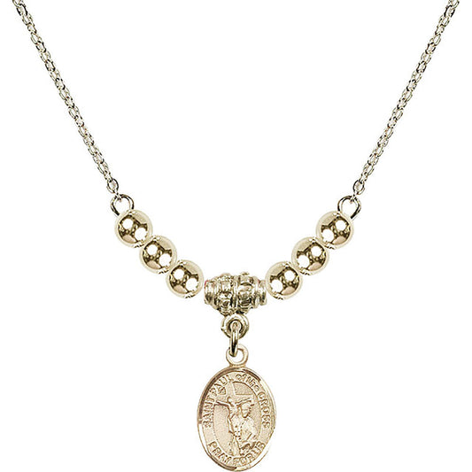 14kt Gold Filled Saint Paul of the Cross Birthstone Necklace with Gold Filled Beads - 9318