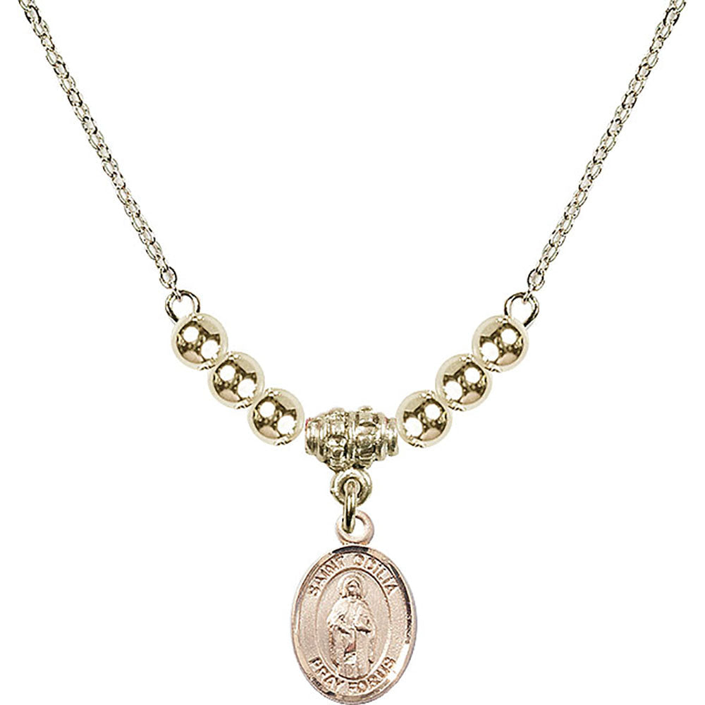 14kt Gold Filled Saint Odilia Birthstone Necklace with Gold Filled Beads - 9319