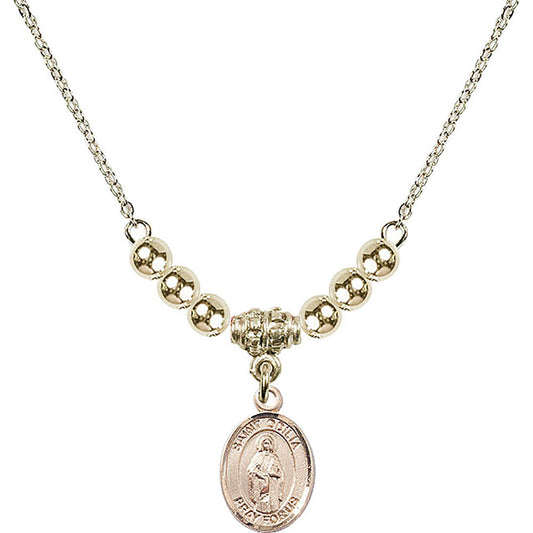 14kt Gold Filled Saint Odilia Birthstone Necklace with Gold Filled Beads - 9319