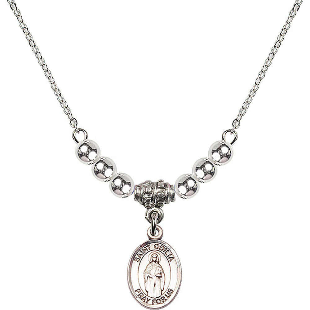 Sterling Silver Saint Odilia Birthstone Necklace with Sterling Silver Beads - 9319