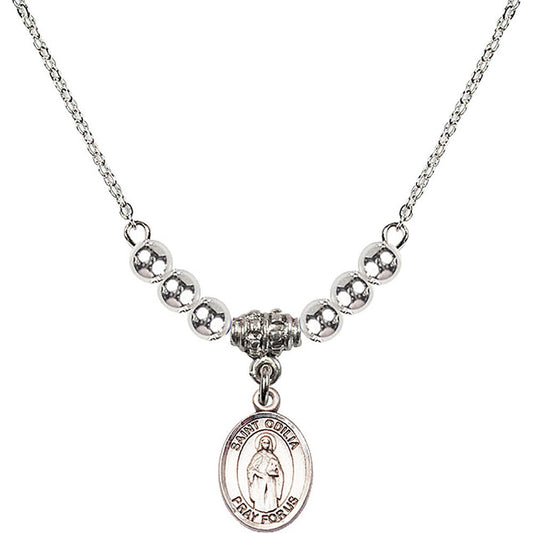 Sterling Silver Saint Odilia Birthstone Necklace with Sterling Silver Beads - 9319