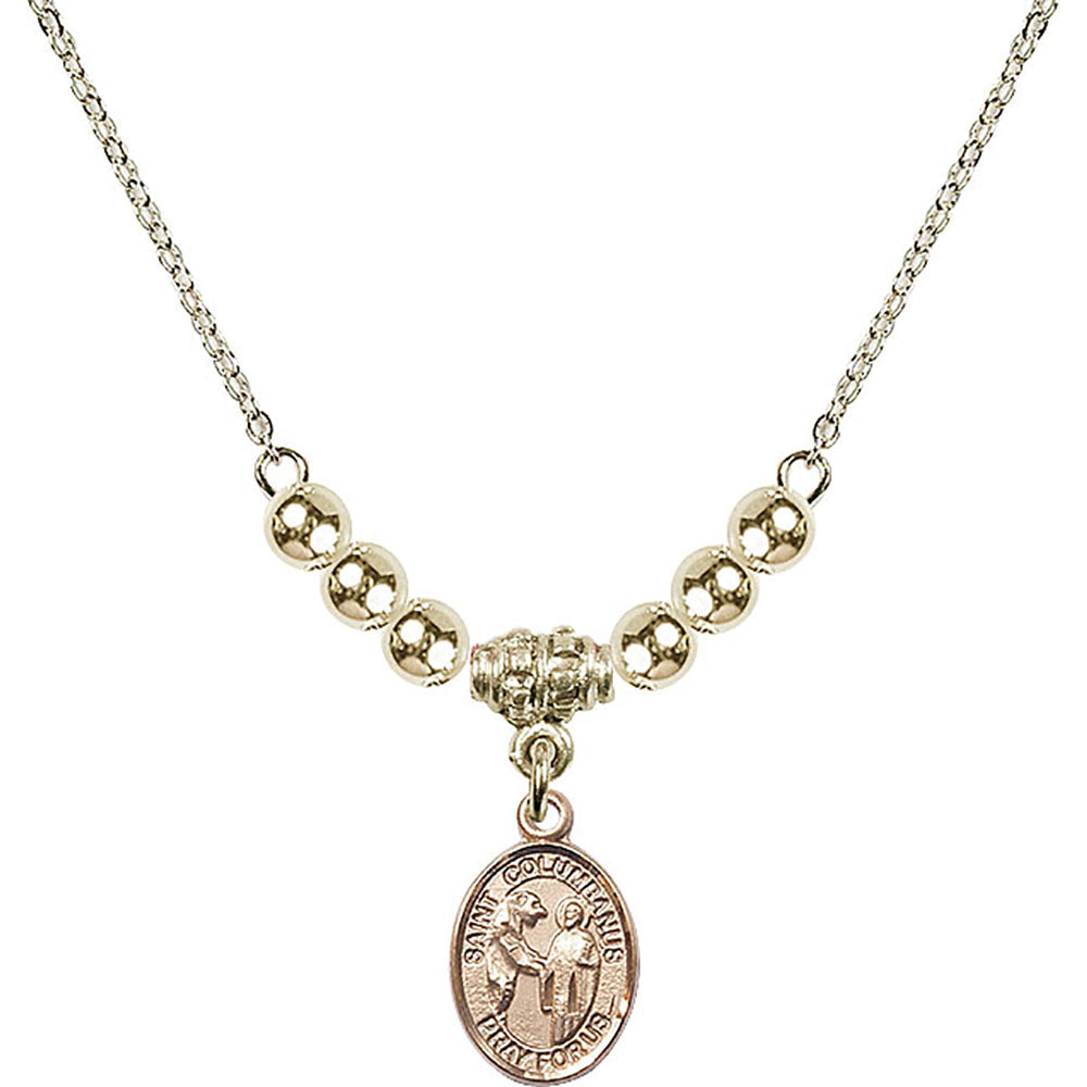 14kt Gold Filled Saint Columbanus Birthstone Necklace with Gold Filled Beads - 9321
