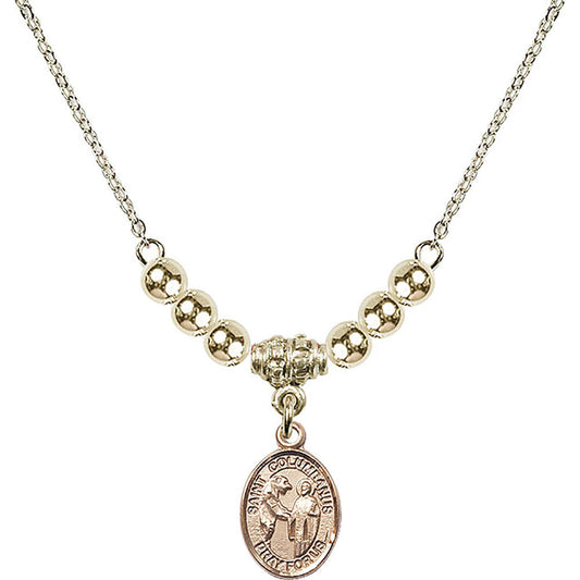 14kt Gold Filled Saint Columbanus Birthstone Necklace with Gold Filled Beads - 9321