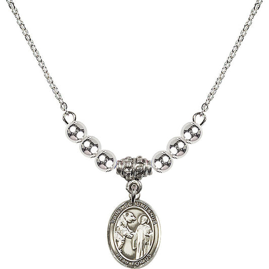 Sterling Silver Saint Columbanus Birthstone Necklace with Sterling Silver Beads - 9321