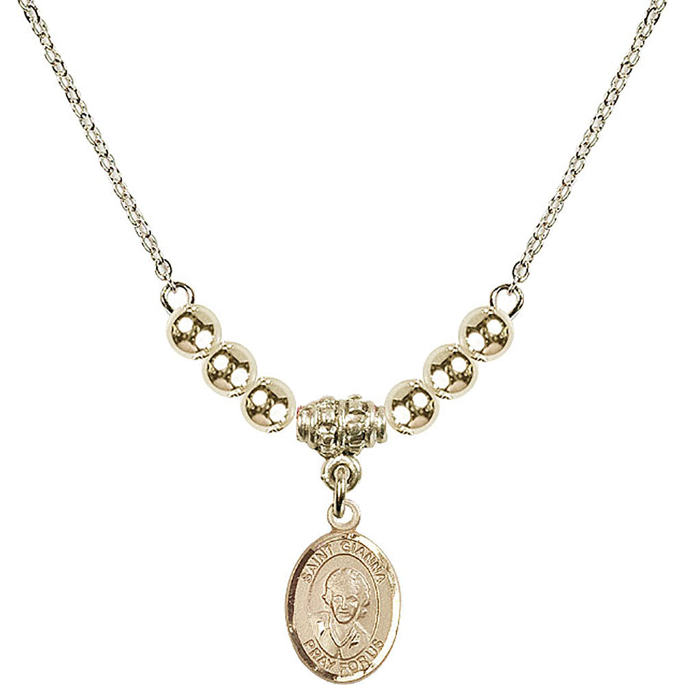 14kt Gold Filled Saint Gianna Beretta Molla Birthstone Necklace with Gold Filled Beads - 9322