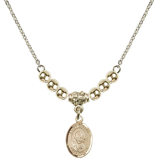 14kt Gold Filled Saint Gianna Beretta Molla Birthstone Necklace with Gold Filled Beads - 9322