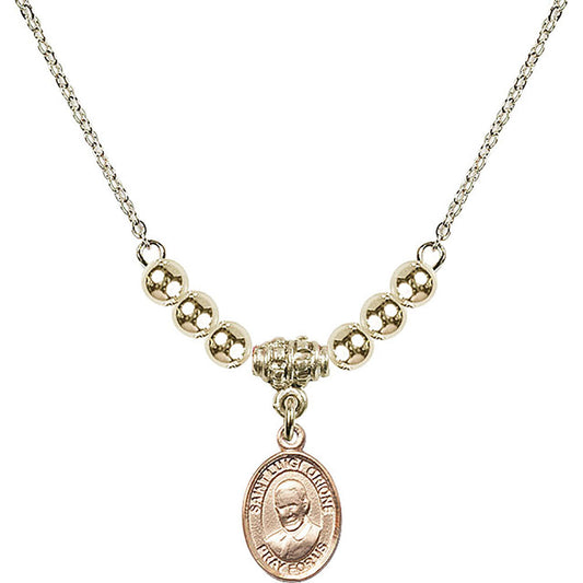 14kt Gold Filled Saint Luigi Orione Birthstone Necklace with Gold Filled Beads - 9326