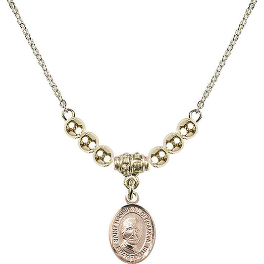 14kt Gold Filled Saint Hannibal Birthstone Necklace with Gold Filled Beads - 9327