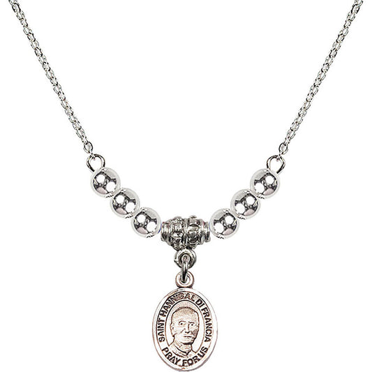 Sterling Silver Saint Hannibal Birthstone Necklace with Sterling Silver Beads - 9327