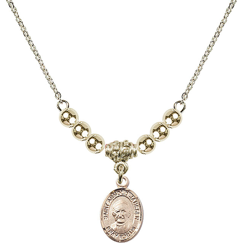 14kt Gold Filled Saint Arnold Janssen Birthstone Necklace with Gold Filled Beads - 9328