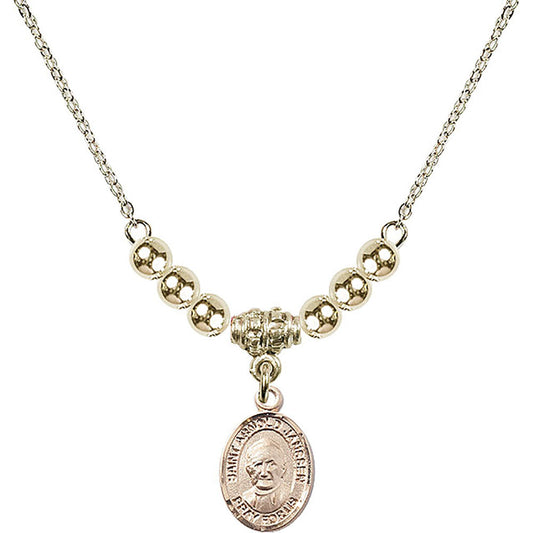 14kt Gold Filled Saint Arnold Janssen Birthstone Necklace with Gold Filled Beads - 9328