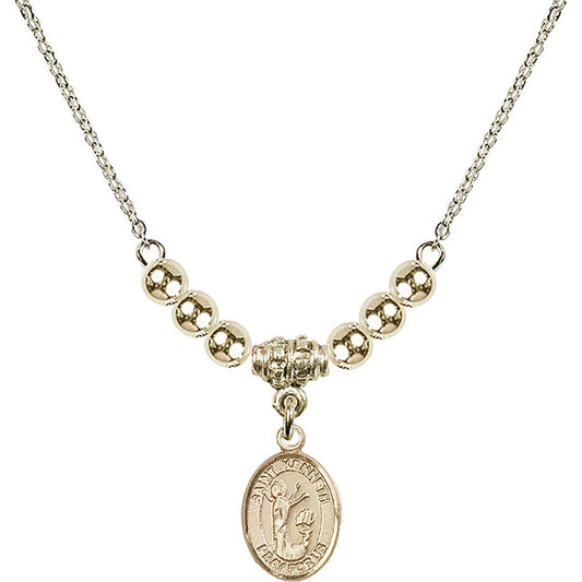14kt Gold Filled Saint Kenneth Birthstone Necklace with Gold Filled Beads - 9332