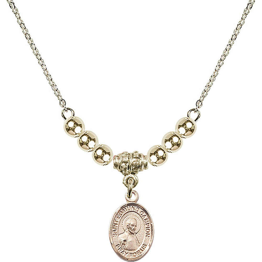 14kt Gold Filled Saint Edmund Campion Birthstone Necklace with Gold Filled Beads - 9333
