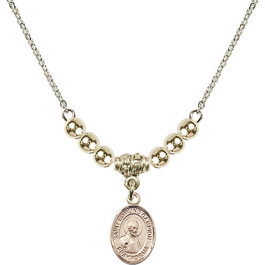 14kt Gold Filled Saint Edmund Campion Birthstone Necklace with Gold Filled Beads - 9333
