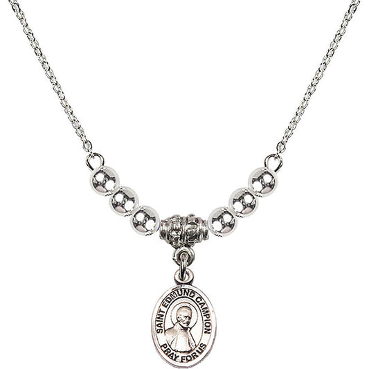Sterling Silver Saint Edmund Campion Birthstone Necklace with Sterling Silver Beads - 9333