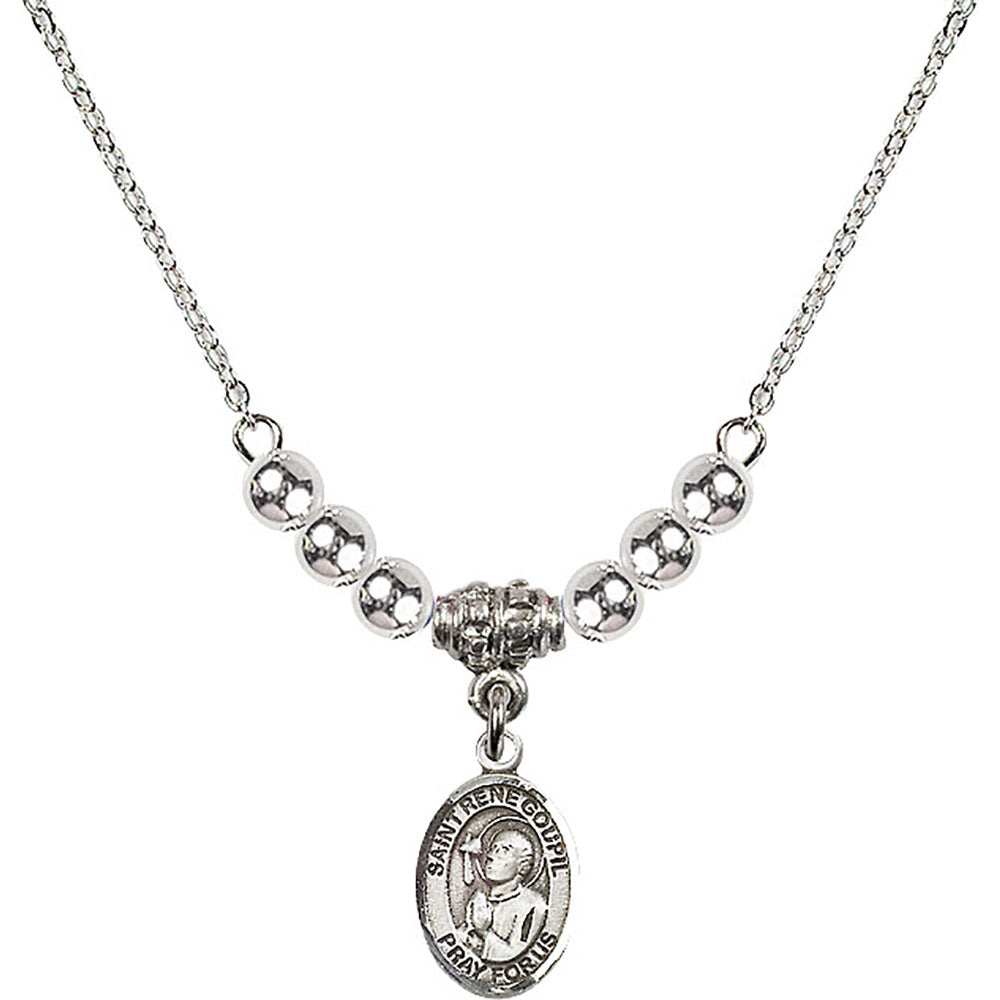 Sterling Silver Saint Rene Goupil Birthstone Necklace with Sterling Silver Beads - 9334