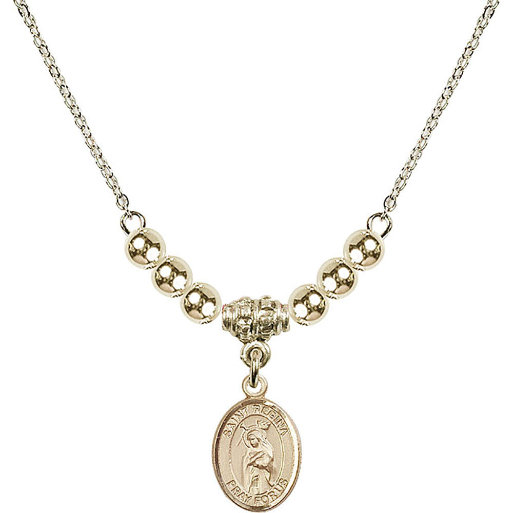 14kt Gold Filled Saint Regina Birthstone Necklace with Gold Filled Beads - 9335