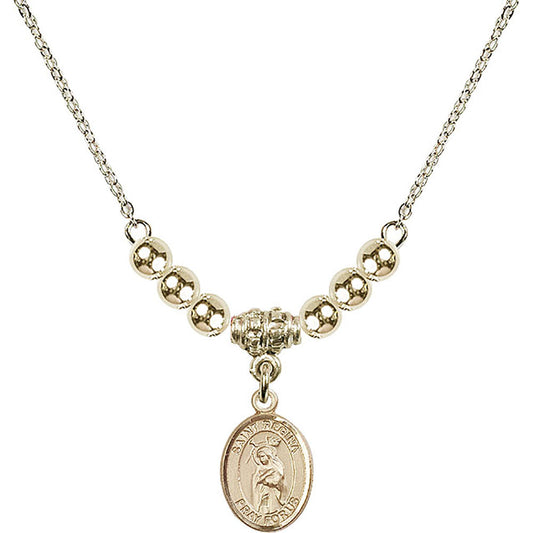 14kt Gold Filled Saint Regina Birthstone Necklace with Gold Filled Beads - 9335
