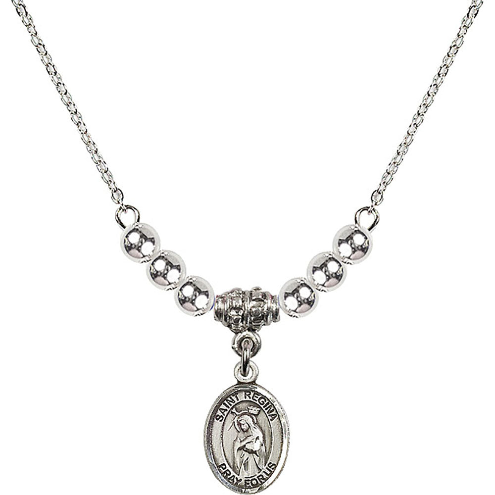 Sterling Silver Saint Regina Birthstone Necklace with Sterling Silver Beads - 9335