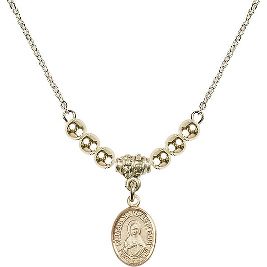 14kt Gold Filled Immaculate Heart of Mary Birthstone Necklace with Gold Filled Beads - 9337
