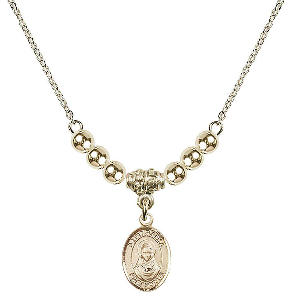 14kt Gold Filled Saint Rafka Birthstone Necklace with Gold Filled Beads - 9338
