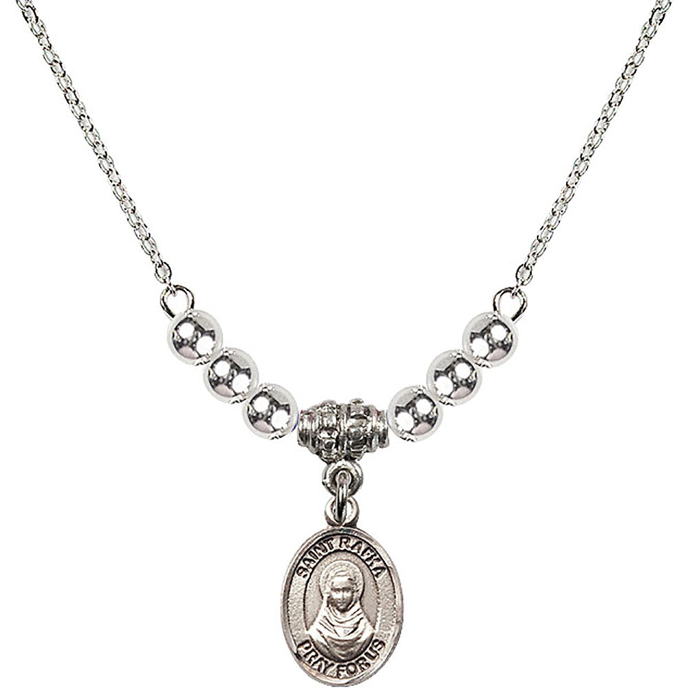Sterling Silver Saint Rafka Birthstone Necklace with Sterling Silver Beads - 9338