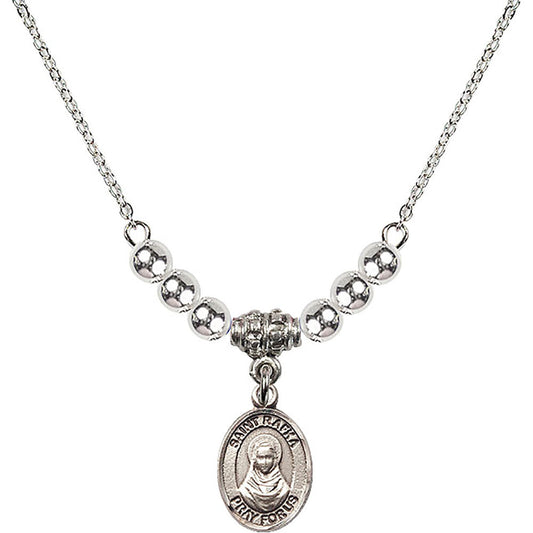 Sterling Silver Saint Rafka Birthstone Necklace with Sterling Silver Beads - 9338