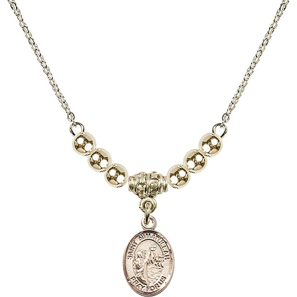14kt Gold Filled Saint Nimatullah Birthstone Necklace with Gold Filled Beads - 9339