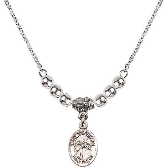 Sterling Silver Saint Nimatullah Birthstone Necklace with Sterling Silver Beads - 9339