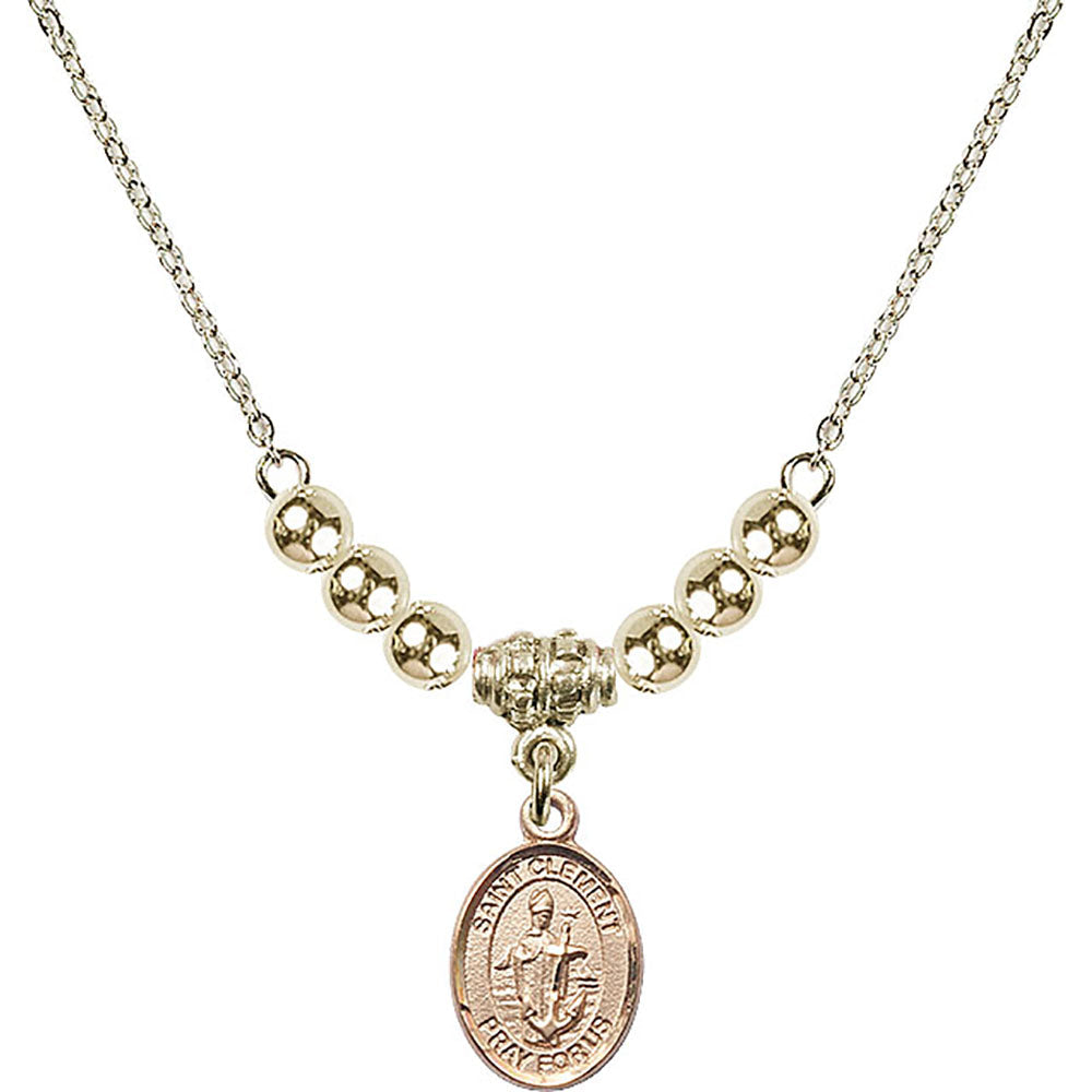 14kt Gold Filled Saint Clement Birthstone Necklace with Gold Filled Beads - 9340