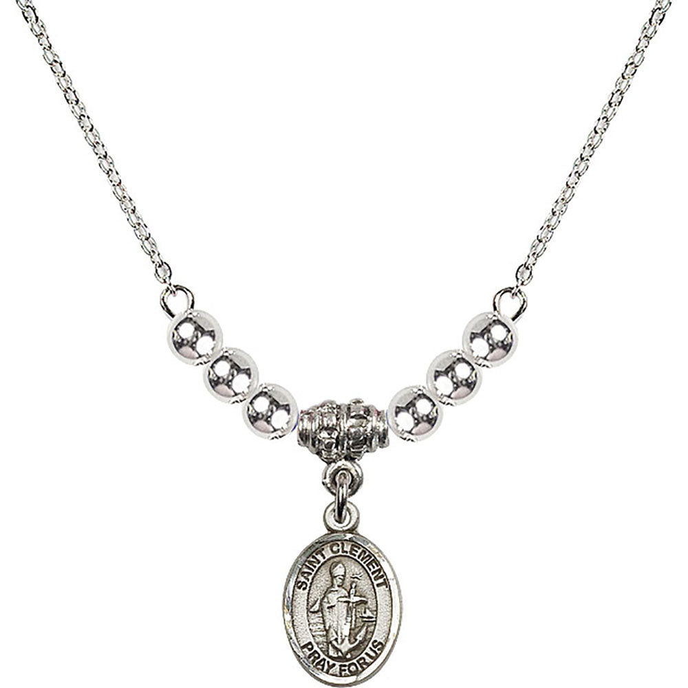 Sterling Silver Saint Clement Birthstone Necklace with Sterling Silver Beads - 9340