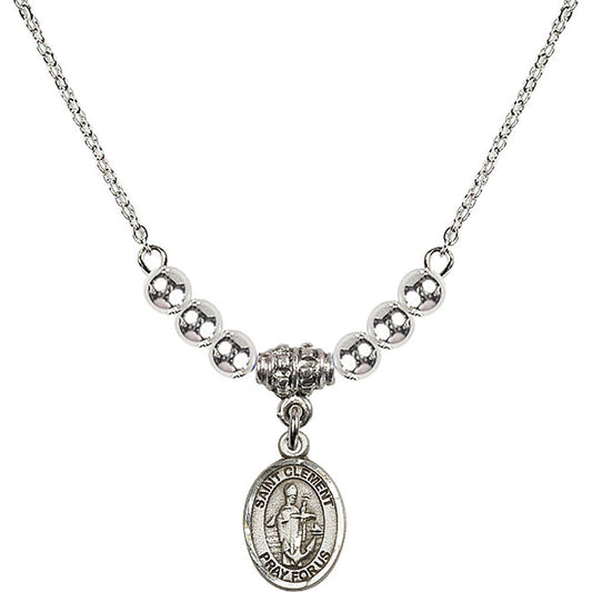 Sterling Silver Saint Clement Birthstone Necklace with Sterling Silver Beads - 9340