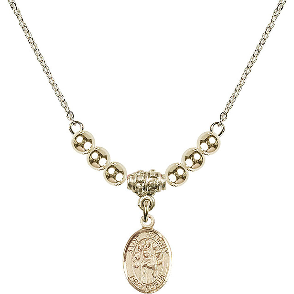 14kt Gold Filled Saint Felicity Birthstone Necklace with Gold Filled Beads - 9341
