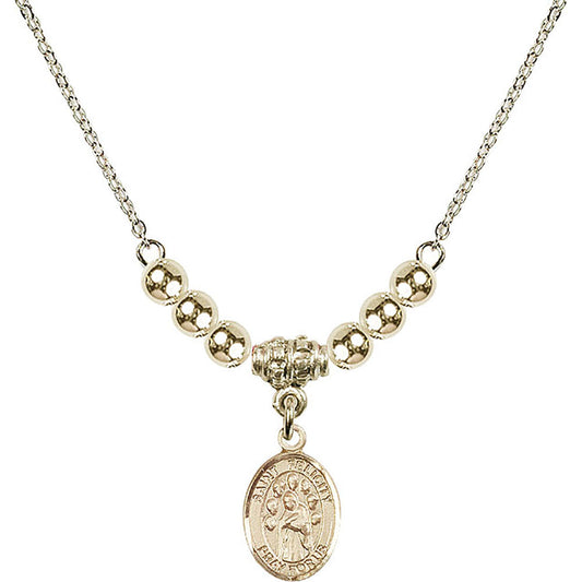 14kt Gold Filled Saint Felicity Birthstone Necklace with Gold Filled Beads - 9341