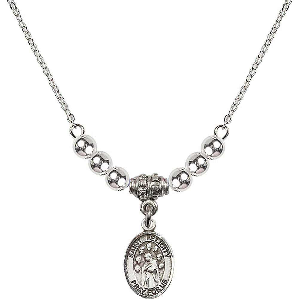 Sterling Silver Saint Felicity Birthstone Necklace with Sterling Silver Beads - 9341