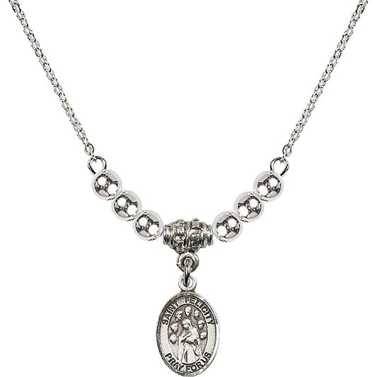 Sterling Silver Saint Felicity Birthstone Necklace with Sterling Silver Beads - 9341