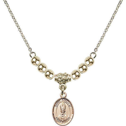 14kt Gold Filled Saint Anselm of Canterbury Birthstone Necklace with Gold Filled Beads - 9342