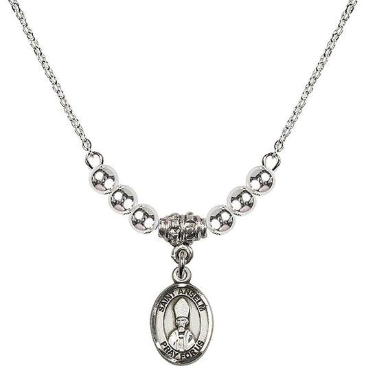 Sterling Silver Saint Anselm of Canterbury Birthstone Necklace with Sterling Silver Beads - 9342