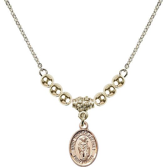 14kt Gold Filled Saint Thomas A Becket Birthstone Necklace with Gold Filled Beads - 9344